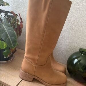 Steve Madden Riggs Banana Leather Wide Calf Heeled Boots size 8